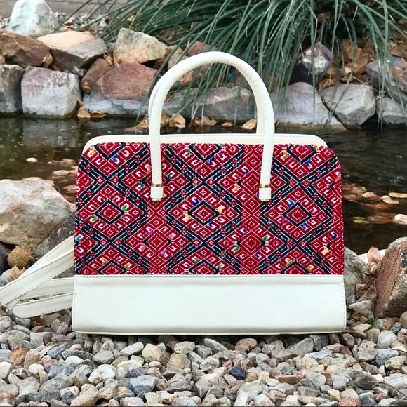 Handbags - Genuine leather bag with Mexican embroidery